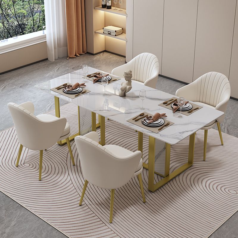 Modern Rectangle Stone Dining Table 1/5 Pieces Dining Set for Cafe