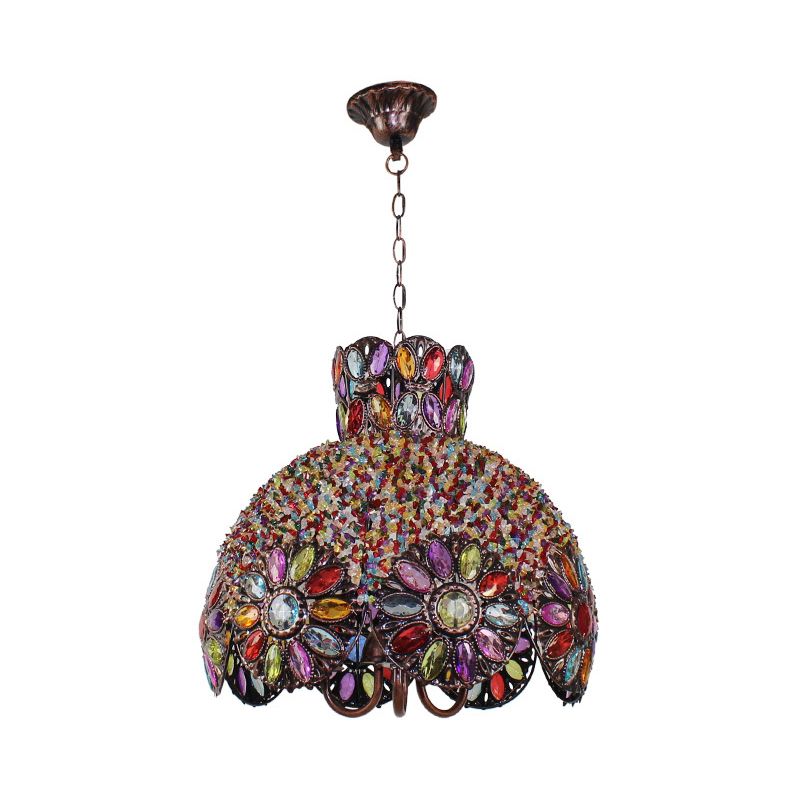 Funzione illuminazione del lampadario in metallo smerlato BOHIAMAN 3 lampadine Luce del soffitto soggiorno in nero/viola/scuro viola