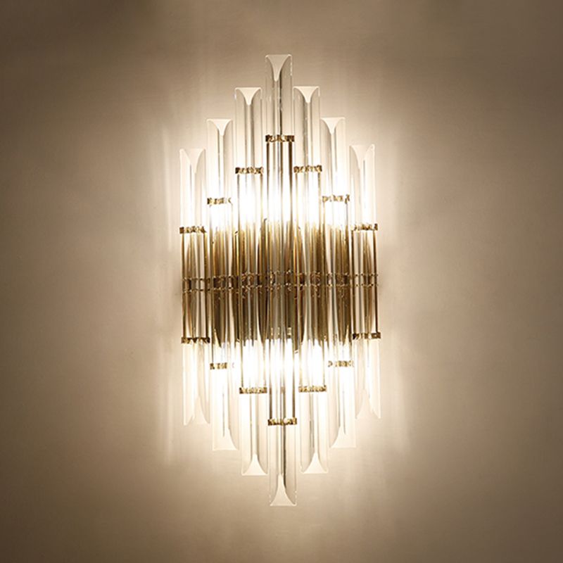 Unique Shade Crystal Wall Sconce Modern Style 2 Lights Wall Mount Lighting in Gold