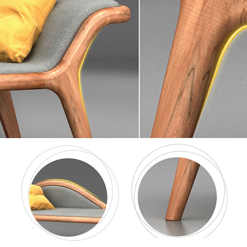 Traditional Wooden One Arm Chaise Flared Arms for Bedroom Living Room