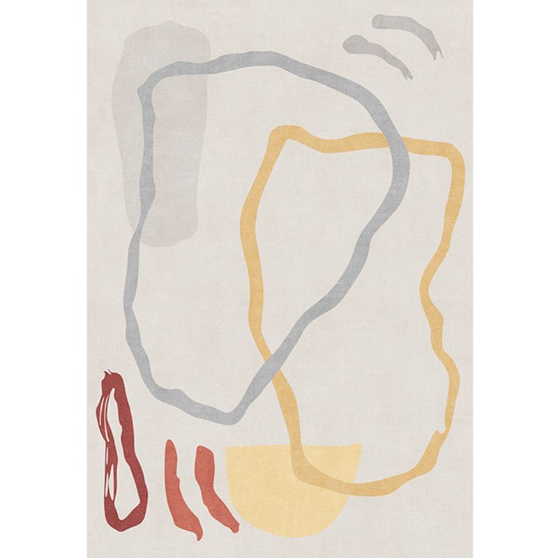 White Tone Casual Indoor Rug Polyester Random Print Rug Stian Resistant Indoor Rug for Living Room