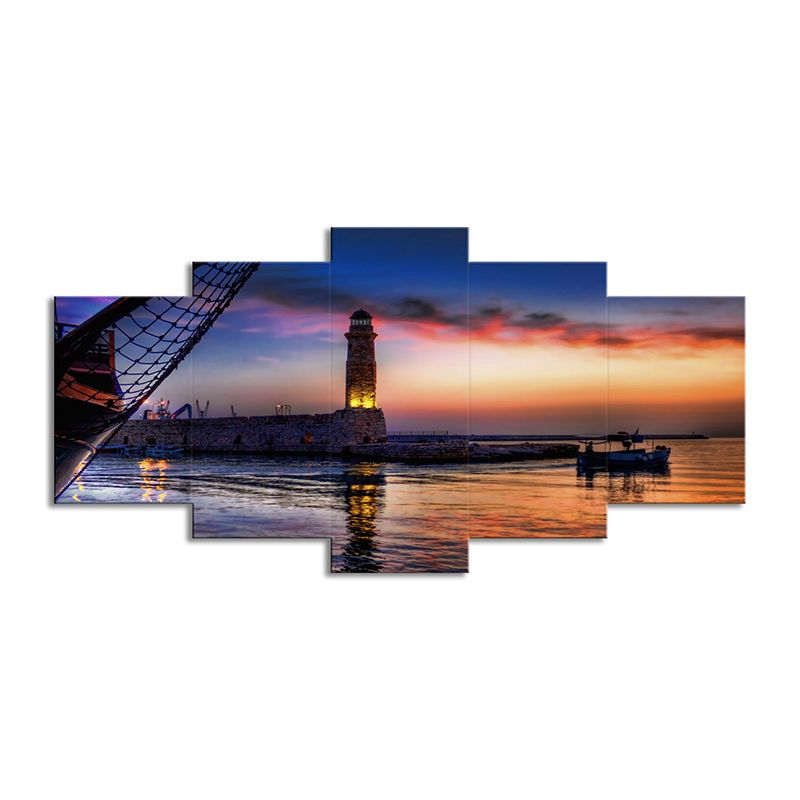 Blue Tropics Canvas Wall Art Return of the Fishermen at Dusk Wall Decor for Bedroom