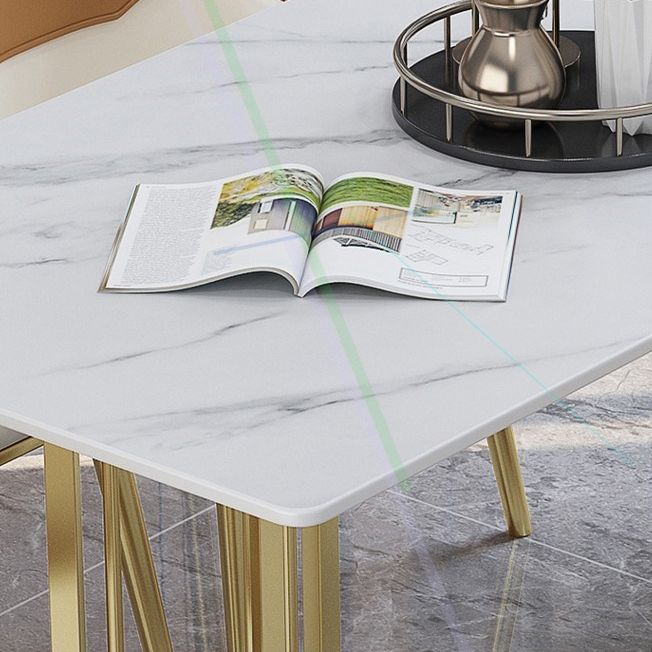 Sintered Stone Dining Table Traditional Luxury Home Use Table with Gold Frame
