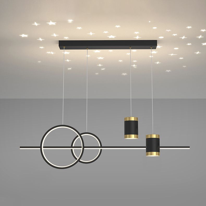 Idées d'éclairage d'île linéaire Pendentif îlot de cuisine en métal moderne