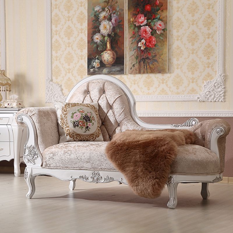 Glam Upholstered Chaise Lounge Couch Rolled Arms Chaise Lounge Chair