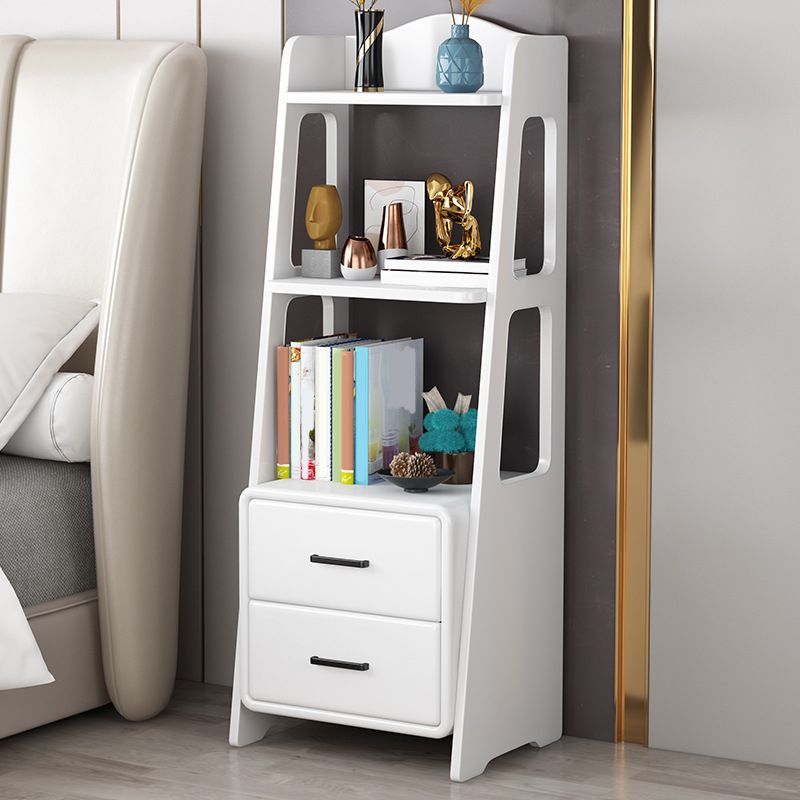 Ladder Bookshelf Modern Wood Bookcase with Drawer Storage 47" H X 14" W