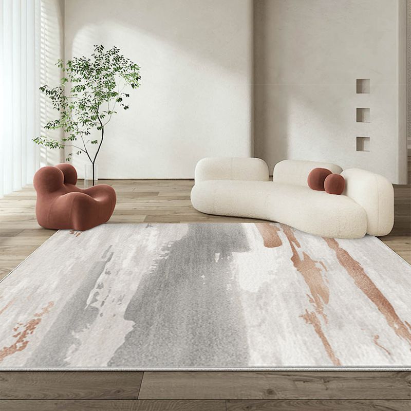 Gray Modern Rug Polyester Simple Rug Non-Slip Backing Rug for Drawing Room