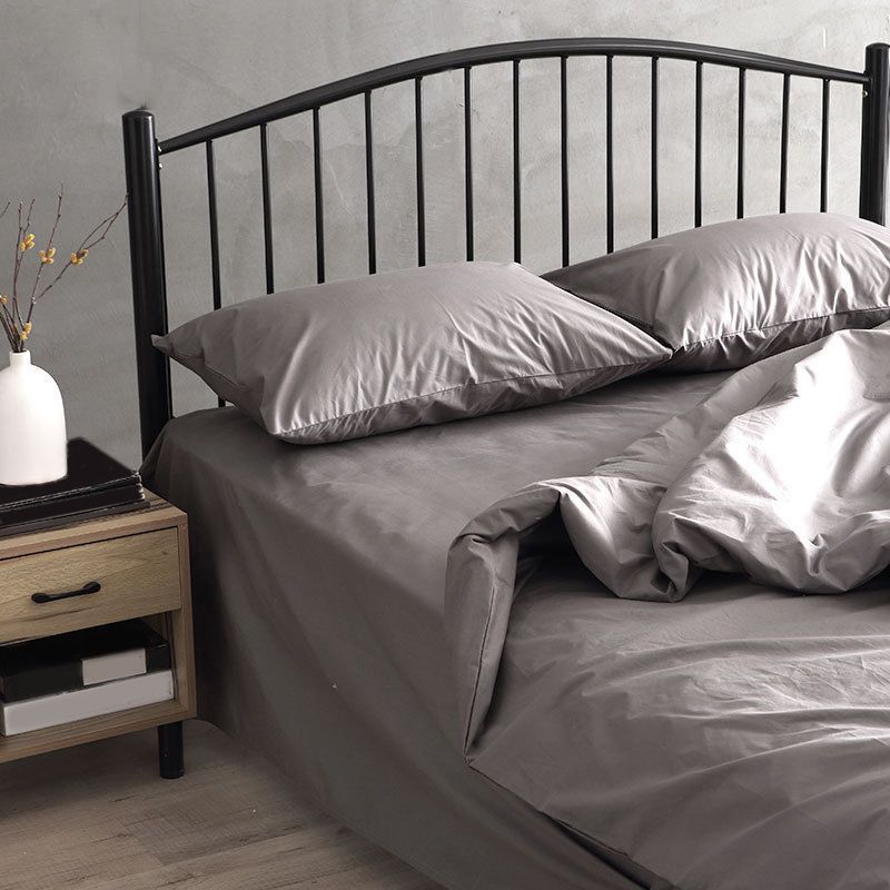 Industrial Metal Standard Bed Black Open-Frame Bed Frame for Home