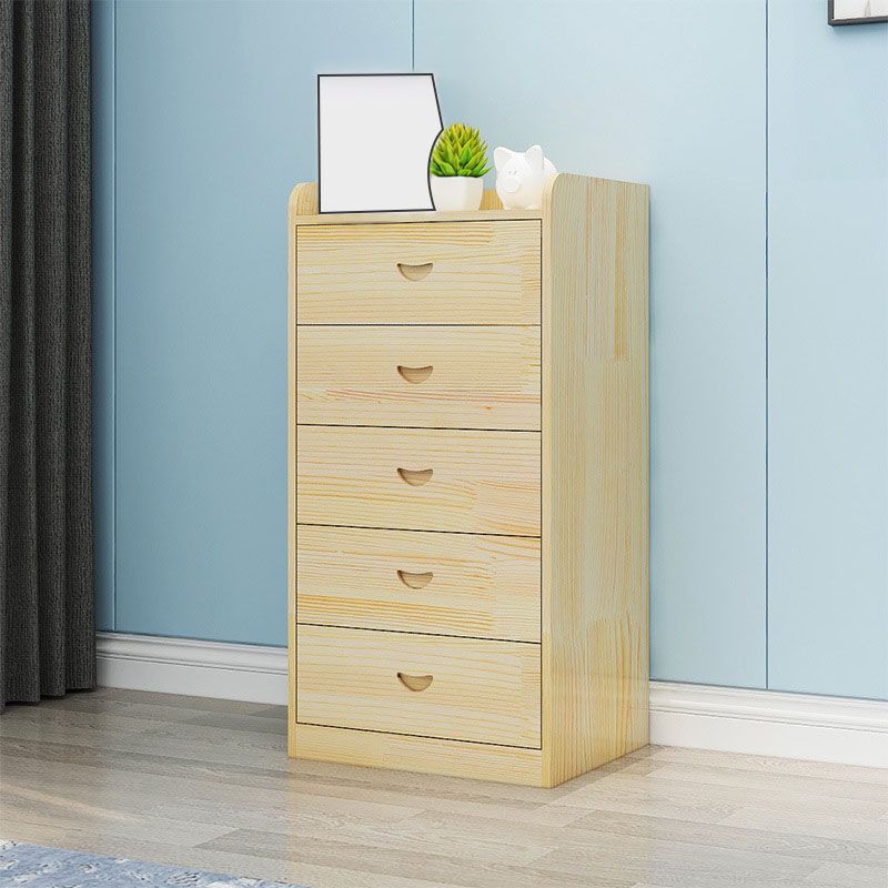 Natural Wood Color Storage Chest Modern Style Vertical Storage Chest Dresser