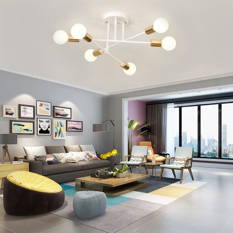 Sputnik Semi Flush Light Fixture Minimalist Style Metal Semi Flush Mount Ceiling Fixture