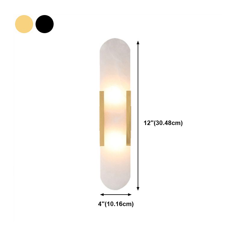 2 Lights Oval Wall Mounted Lamps Modern Style Stone Wall Sconces