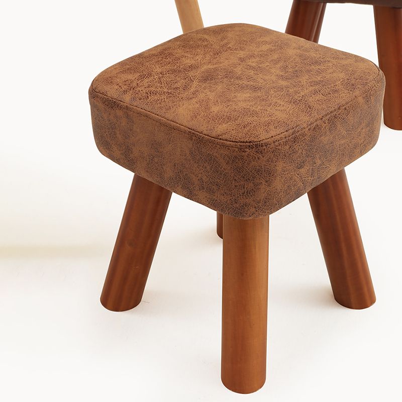 Stain Resistant Square Ottoman Solid Color Leather Standard for Living Room