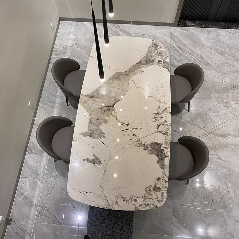 Mesa de piedra sinterizada de estilo de lujo Mesa de rectángulo de pedestal único para el hogar