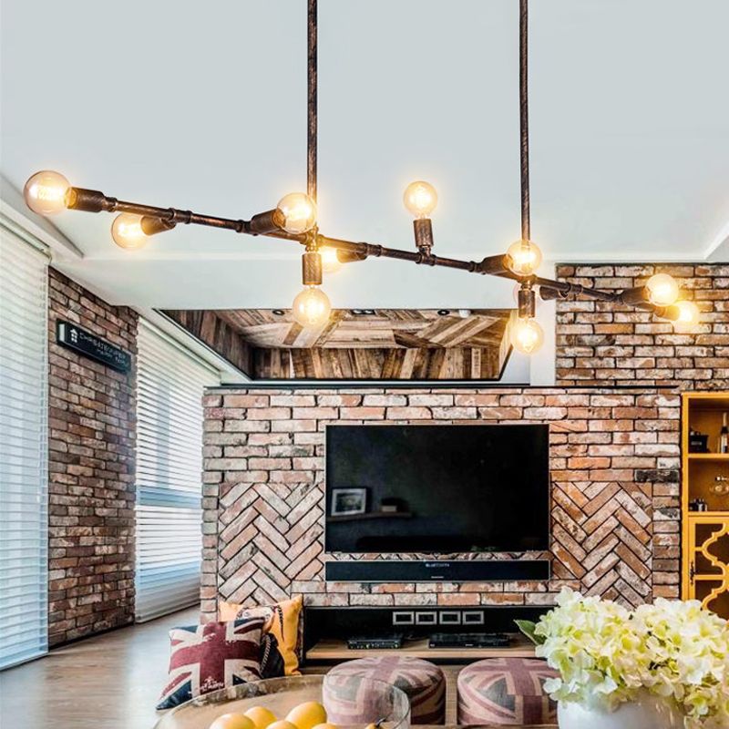 7/11 Lights Exposed Island Pendant Light Farmhouse Style Antique Bronze Wrought Iron Hanging Island Light