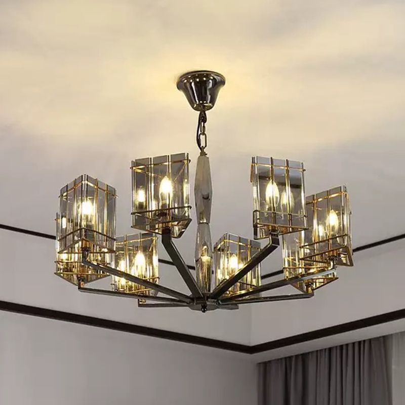 Triángulo lámpara de lámpara Simplicidad Sala de vidrio ahumado Luz colgante de la sala de estar en negro