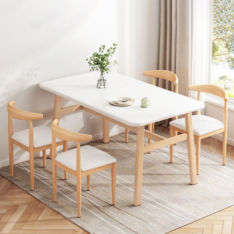 Modern Rectangle Shape Standard Dining Set MDF Kitchen Dining Set in Khaki