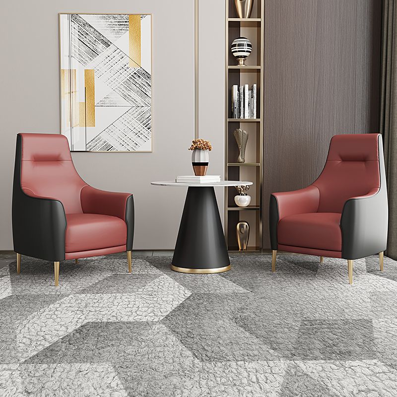 Fixed Back Lounge Chair Water Resistant Side Chair with Gold Tone Legs