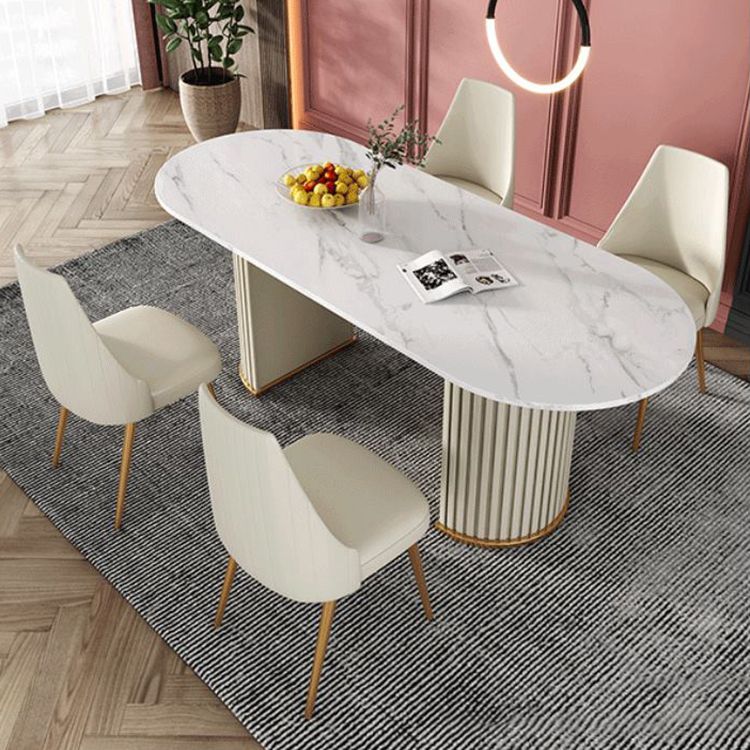 Nordic Glam Rectangle Sintered Stone Table Set 1/2/5/7 Pieces Dining Set