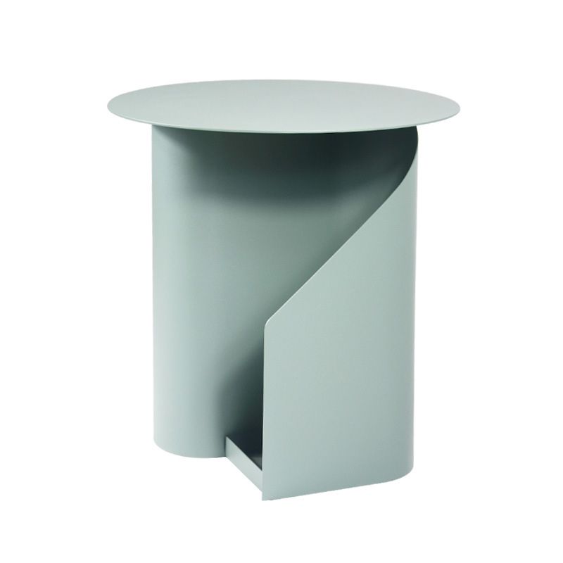 18.5" Tall Modern Mental Abstract Side Table Round Top End Table with Storage