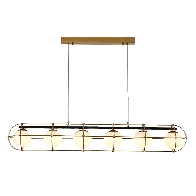 Ball Shape Glass Island Pendants Modern Multi Lights Island Pendant Lights in Gold
