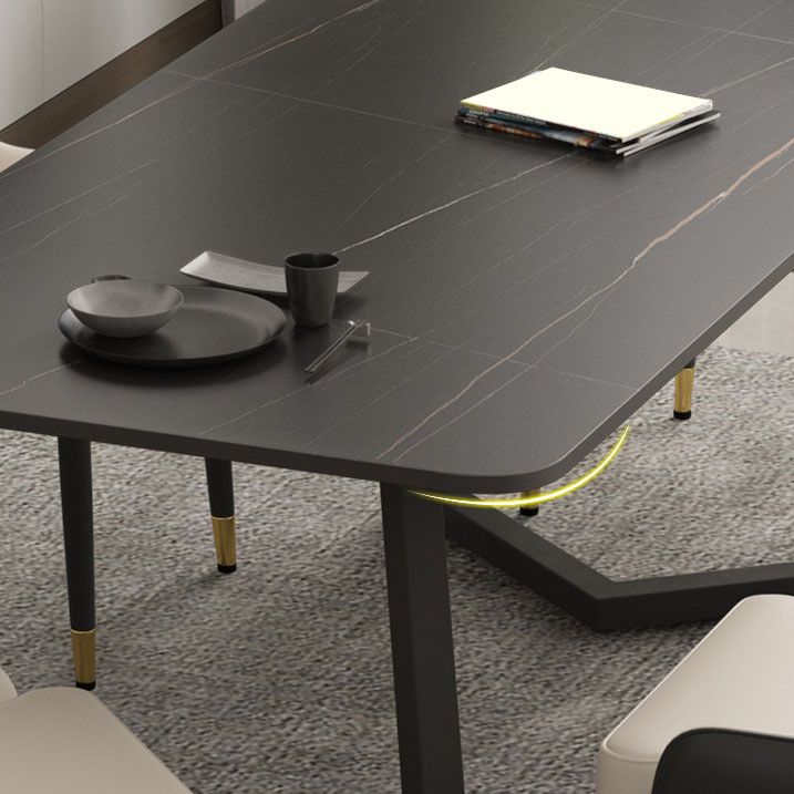 Contemporary Black Dining Table Set 1/2/7 Pieces Metal Dining Set with Padded Chairs