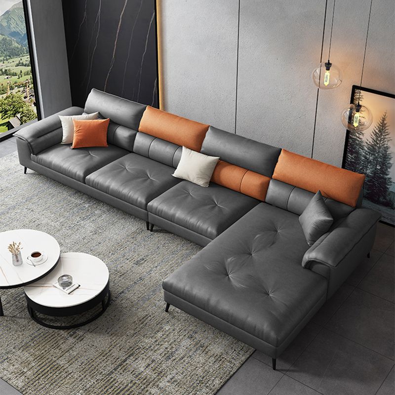 Contemporary Stain-resistant Sectional L-shape Pillow Top Arm Sectional