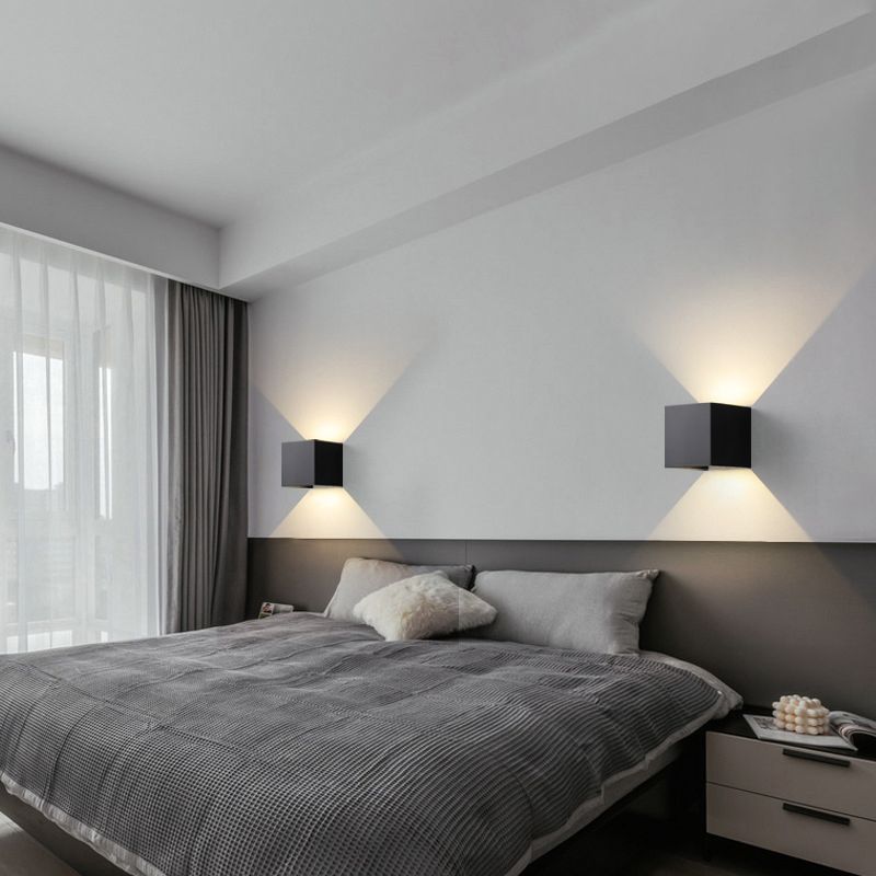 Minimalism Wall Sconce Square Wall Light Fixture with Metal Shade for Bedroom