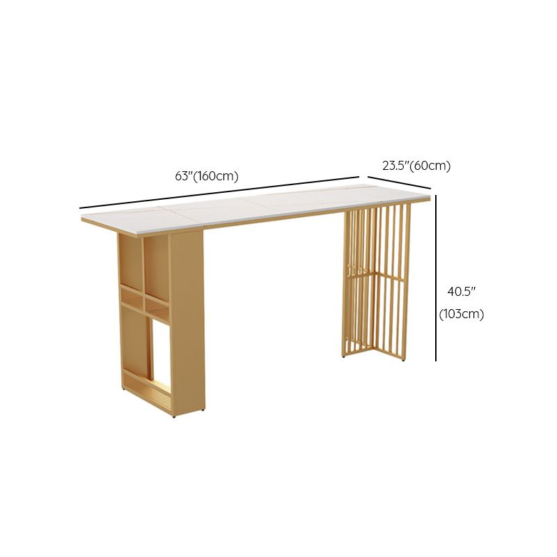 Industrial Rectangle Bar Height Table Double Pedestal Bar Table with Storage