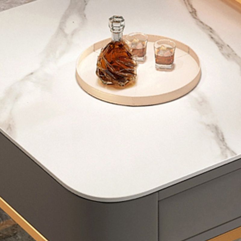 Glam Coffee Table Set Frame Square 2-Piece Coffee Cocktail Table