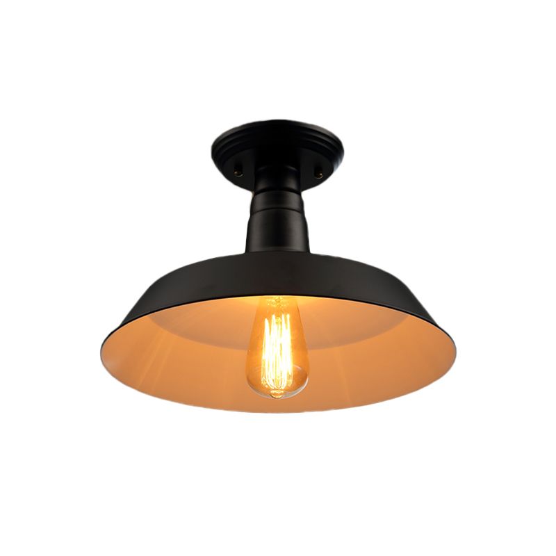Black/Red 1 Head semifulco Light Style Industrial Style Metallic Gran Shade Soffitto per corridoio, 10 "/14" W