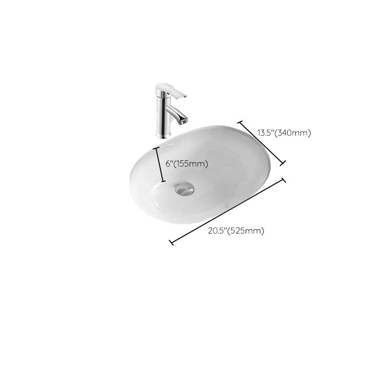 Bathroom Sink Ceramic White Round Anti-spill Sink with Faucet