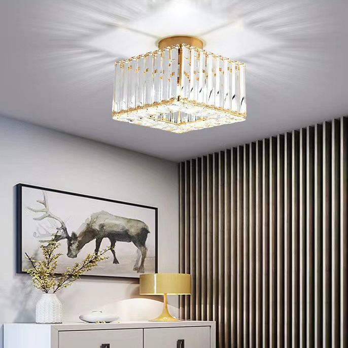 1-Light Modern Style Flush Mount Crystal Ceiling Light for Aisle