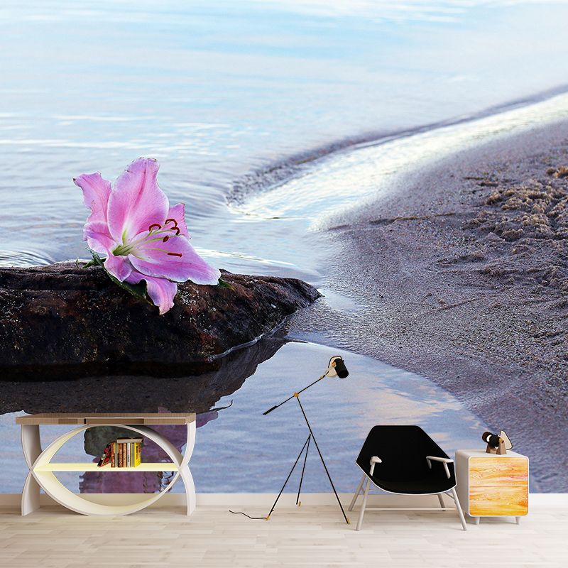 Photography Coastal Mural Wallpaper Mildew Resistant for Living Room Decor