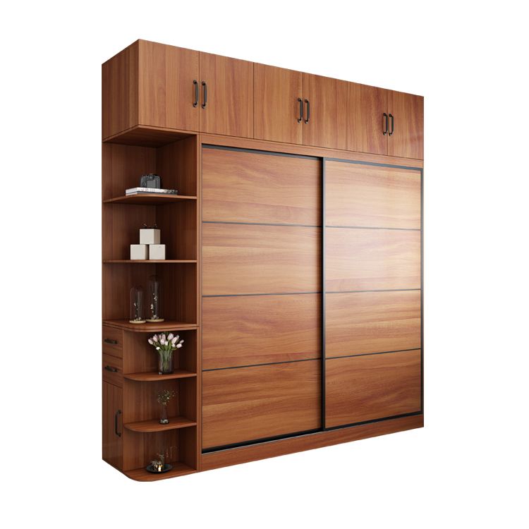 Brown Engineered Wood Wardrobe Armoire Contemporary Wardrobe Closet