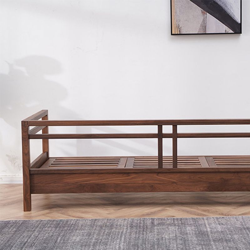 Solid Wood Farmhouse Loose Back Square Arm Sofa with Grey Cushions