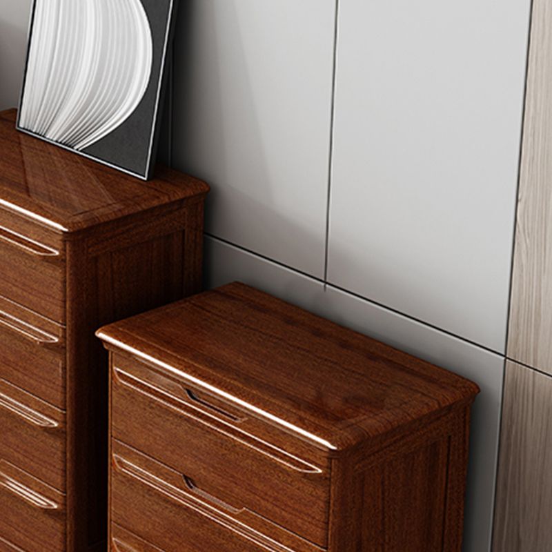 16.9" W Brown Storage Chest Dresser Walnut Vertical Storage Chest with Drawers