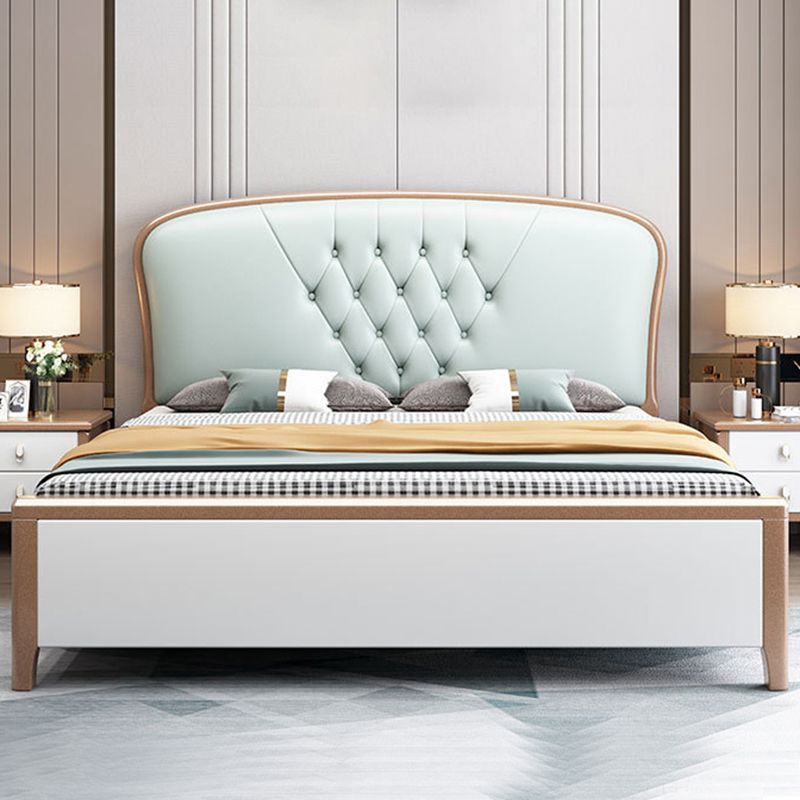 Contemporary Panel Bed Wood and Upholstered Bed Frame, 51" Tall