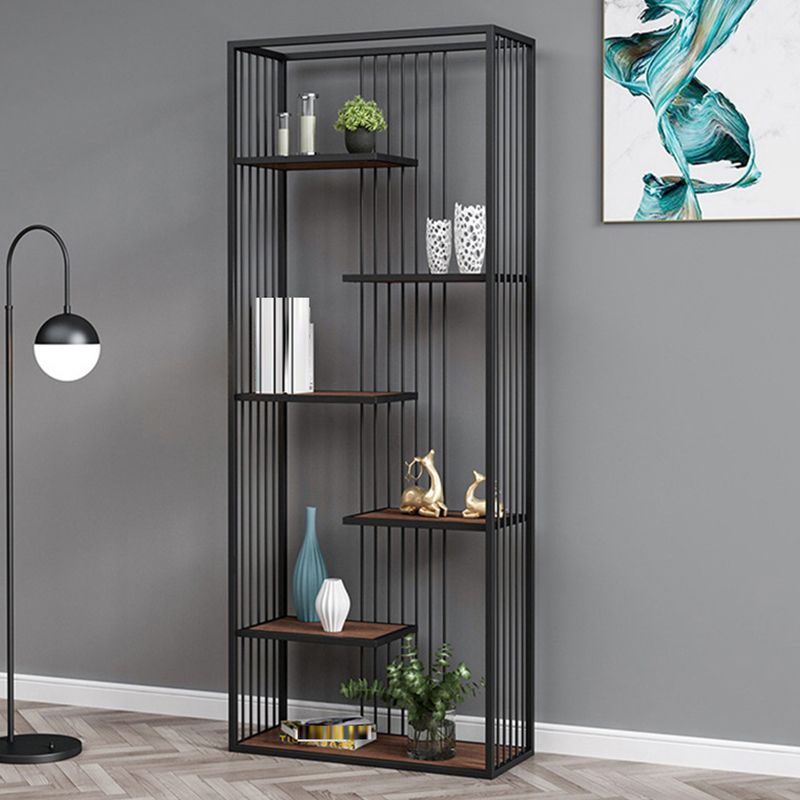 Metal Floor Home Vertical Shelf Bookcase Etagere Open Book Shelf with 6 Shelves