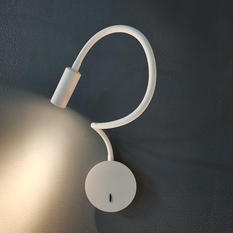 Modern Style Metal Wall Light Round 4" Wide Reading Wall Sconce for Bedroom