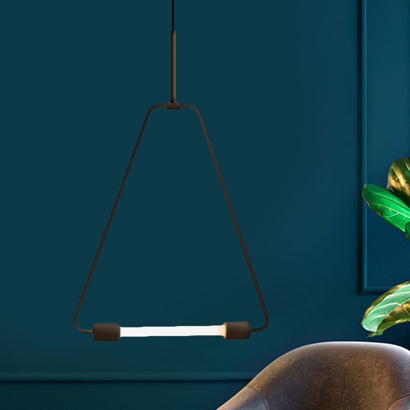 Black/Gold Metal Ceiling Light Triangle Wire Frame Simple Style LED Pendant Light Fixture for Foyer