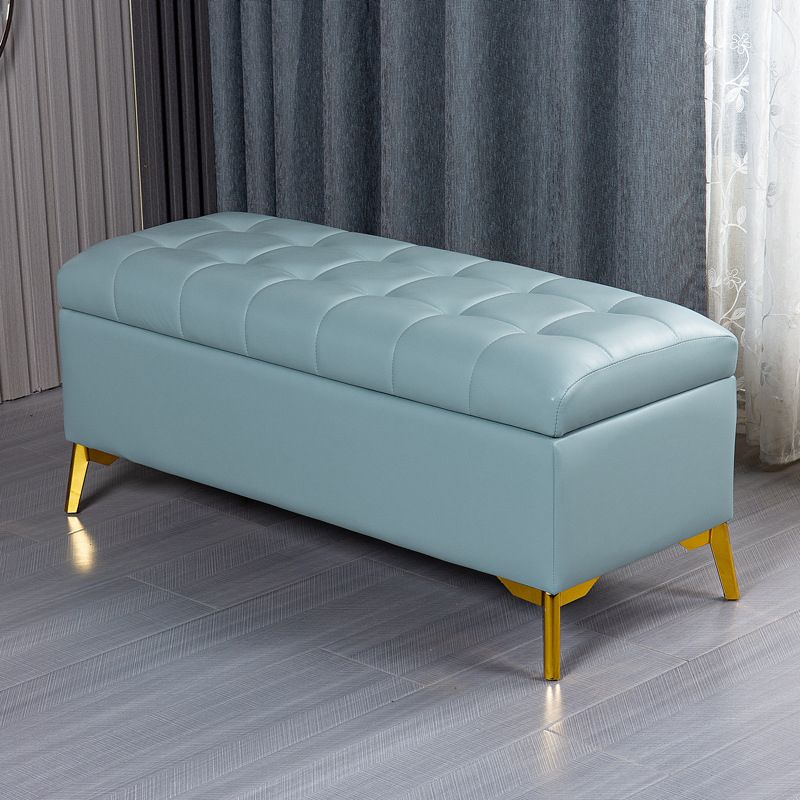 Glam Pouf Ottoman PU Leather Upholstered Solid Color Tufted Square Ottoman with Storage
