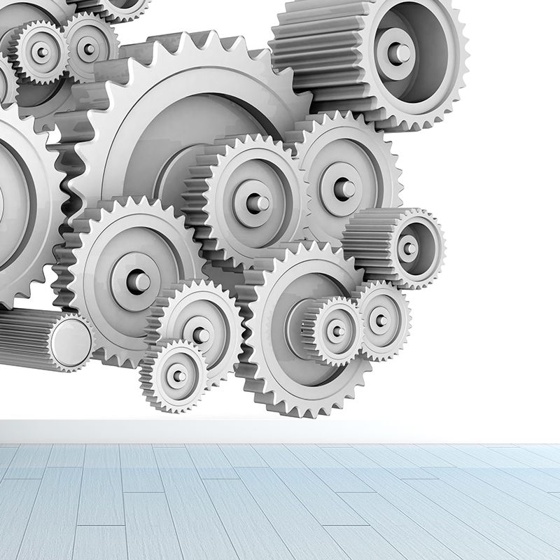 Dark Color Gear Wallpaper Mural Metal Steampunk Waterproofing Wall Art for Garage