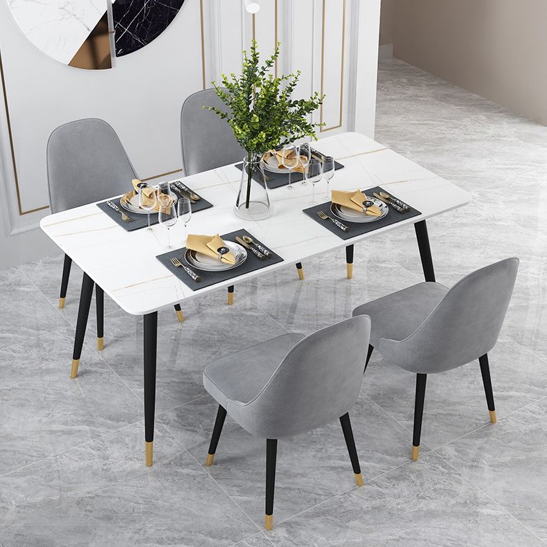 Stone Dining Table Contemporary Rectangle Dining Table with 4 Legs