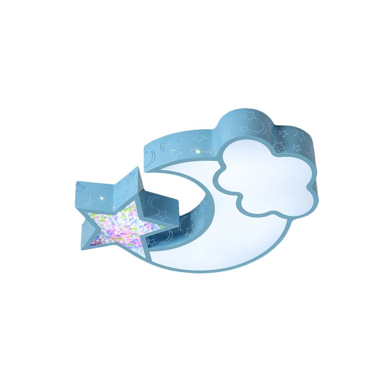 Acrylic Starry Sky Flush Light Fixture Nordic LED Flush Mounted Lamp in White/Pink/Blue for Child Bedroom