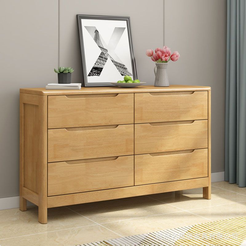 Contemporary Horizontal Double Dresser Wooden Storage Dresser for Bedroom