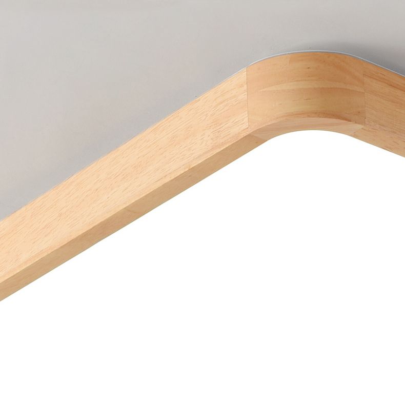 Geometric LED Ceiling Lamp Modern Wood 1 Light Flush Mount for Bedroom Study