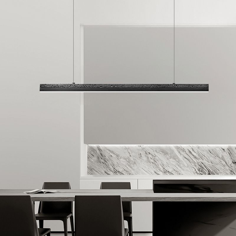 Minimalism LED Hanging Light Linear Island Light Fixture in Black for Dining Room