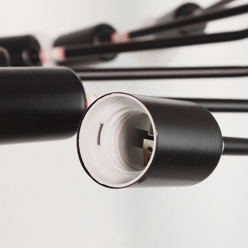 Vintage Iron Spiral Chandelier Light Open Bulbs Industrial Style Black Wrought Iron Stair Hanging Light