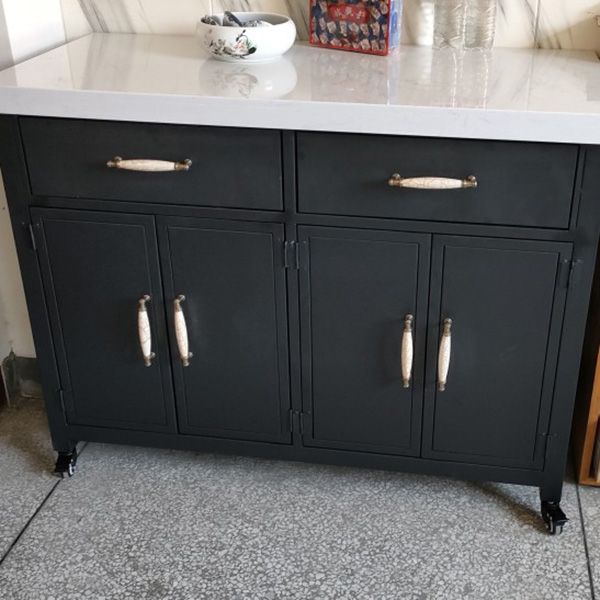 Rectangular Kitchen Trolley with Storage Cabinet Dining Room Prep Table