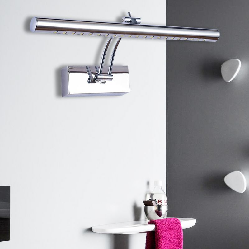 Lampada montata a parete da bagno a LED con sfumatura in metallo tubolare cromo/oro, illuminazione da vanità, largo 16 "/21,5"